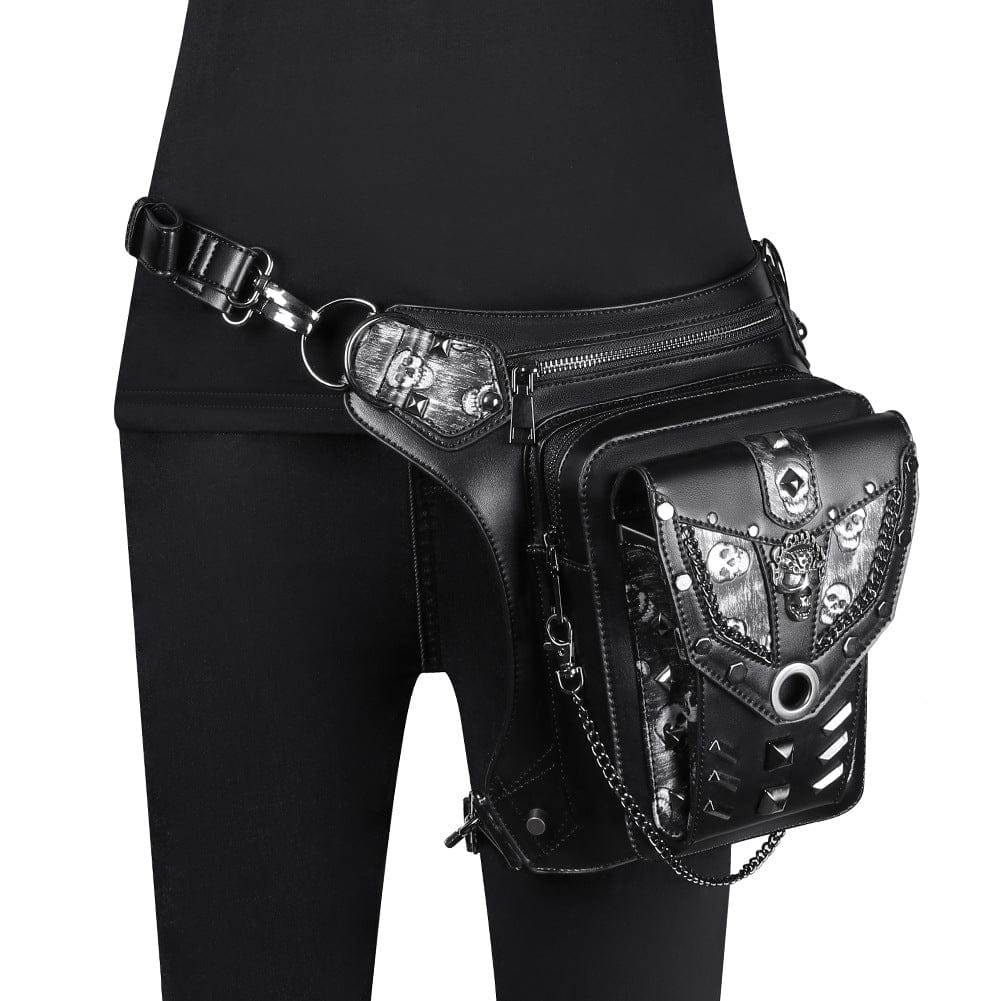 Kobine Unisex Punk Skull Chain Waist Bag