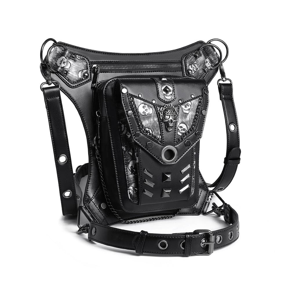 Kobine Unisex Punk Skull Chain Waist Bag