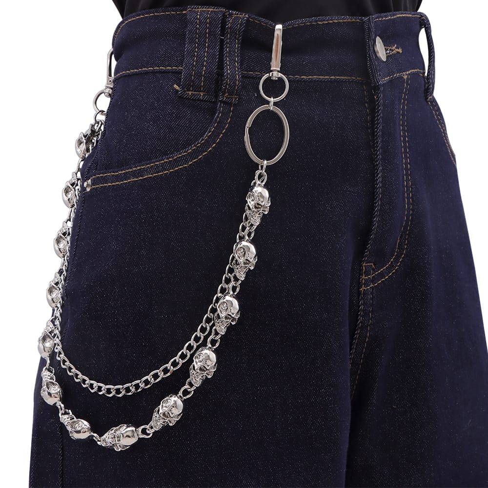 Kobine Unisex Punk Skull Double Layer Waist Chain