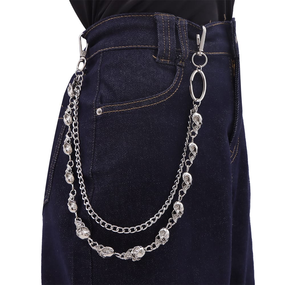 Kobine Unisex Punk Skull Double Layer Waist Chain