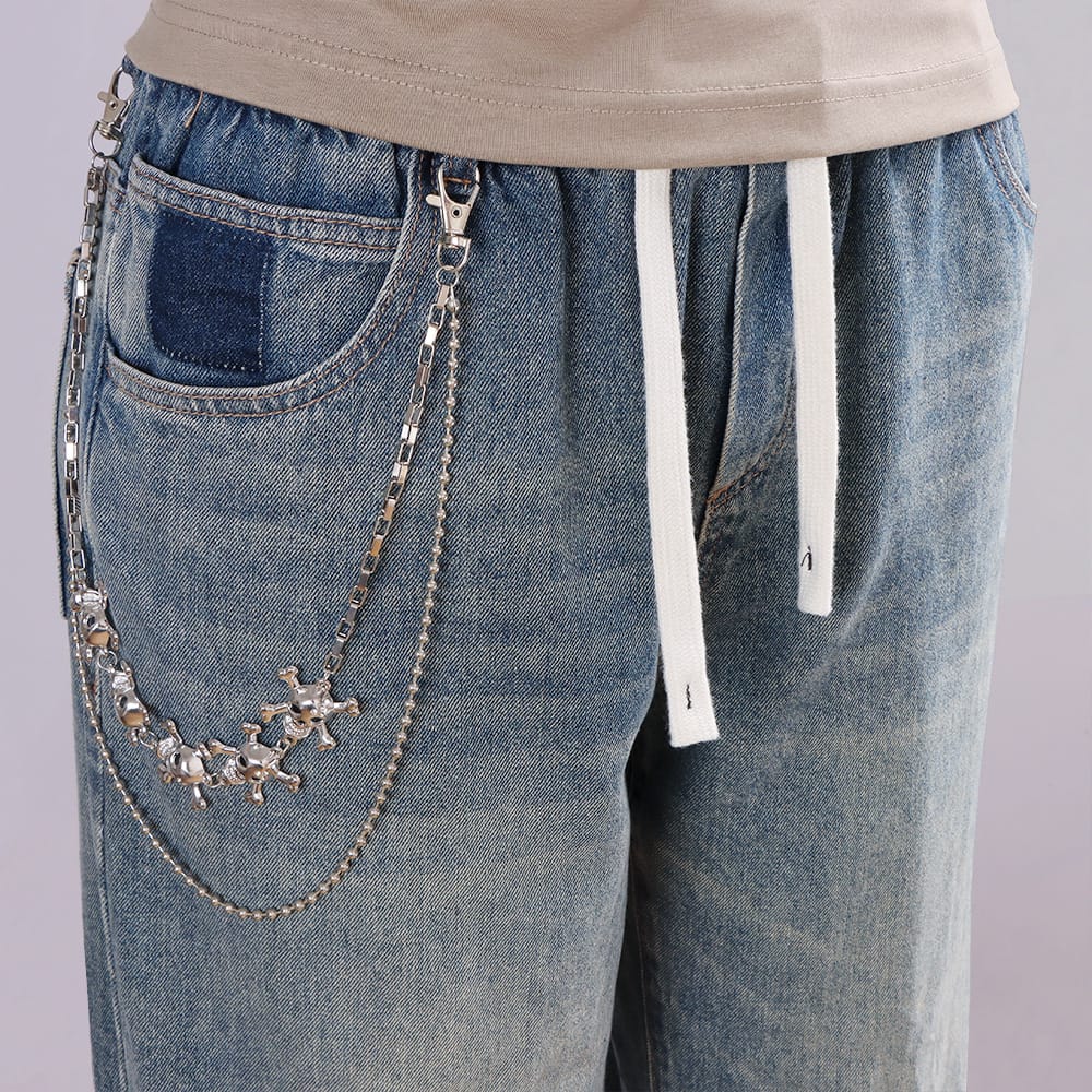 Kobine Unisex Punk Skull Layered Waist Chain