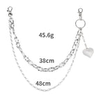 Kobine Unisex Punk Solid Heart Double Layer Waist Chain
