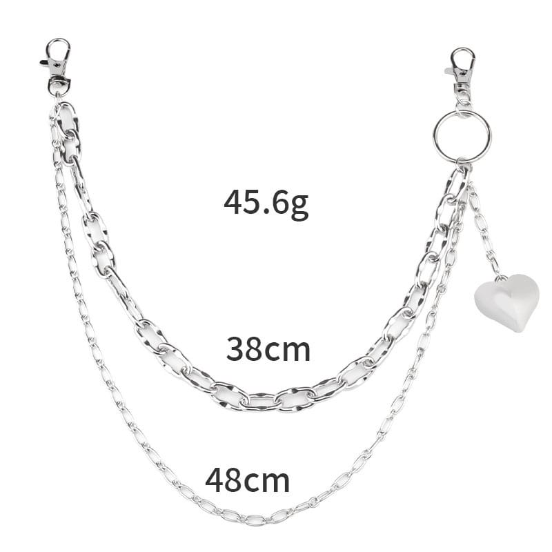 Kobine Unisex Punk Solid Heart Double Layer Waist Chain