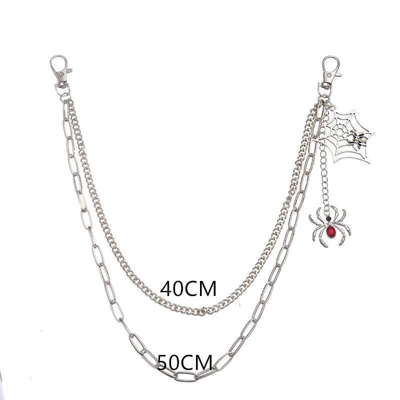 Kobine Unisex Punk Spider Cobweb Pendant Two‑Layer Waist Chain