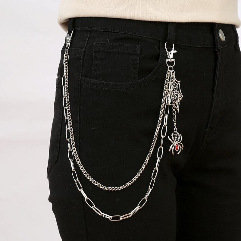 Kobine Unisex Punk Spider Cobweb Pendant Two‑Layer Waist Chain