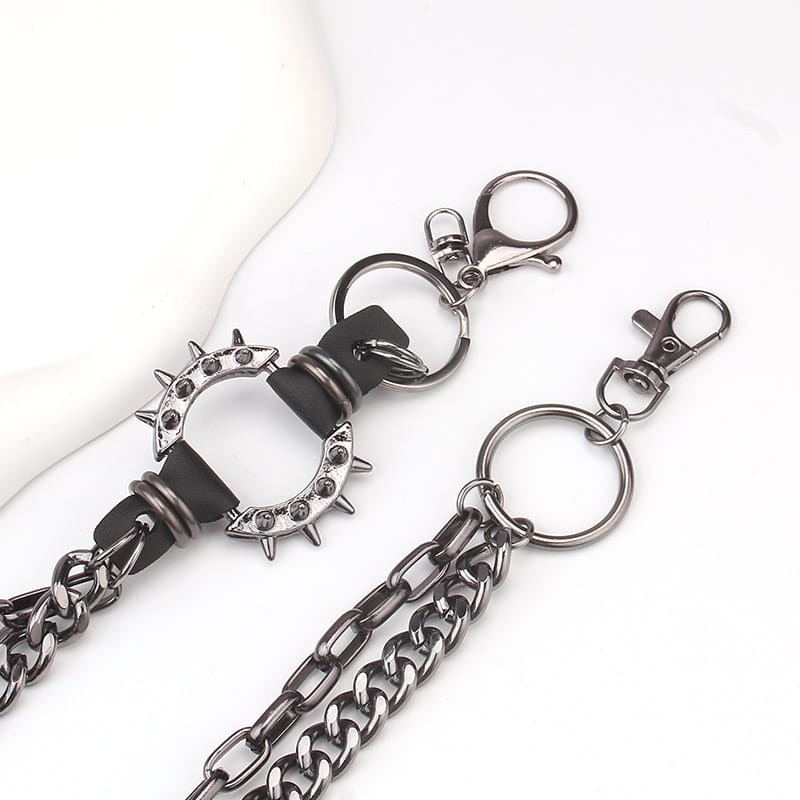Kobine Unisex Punk Spike Layered Waist Chain