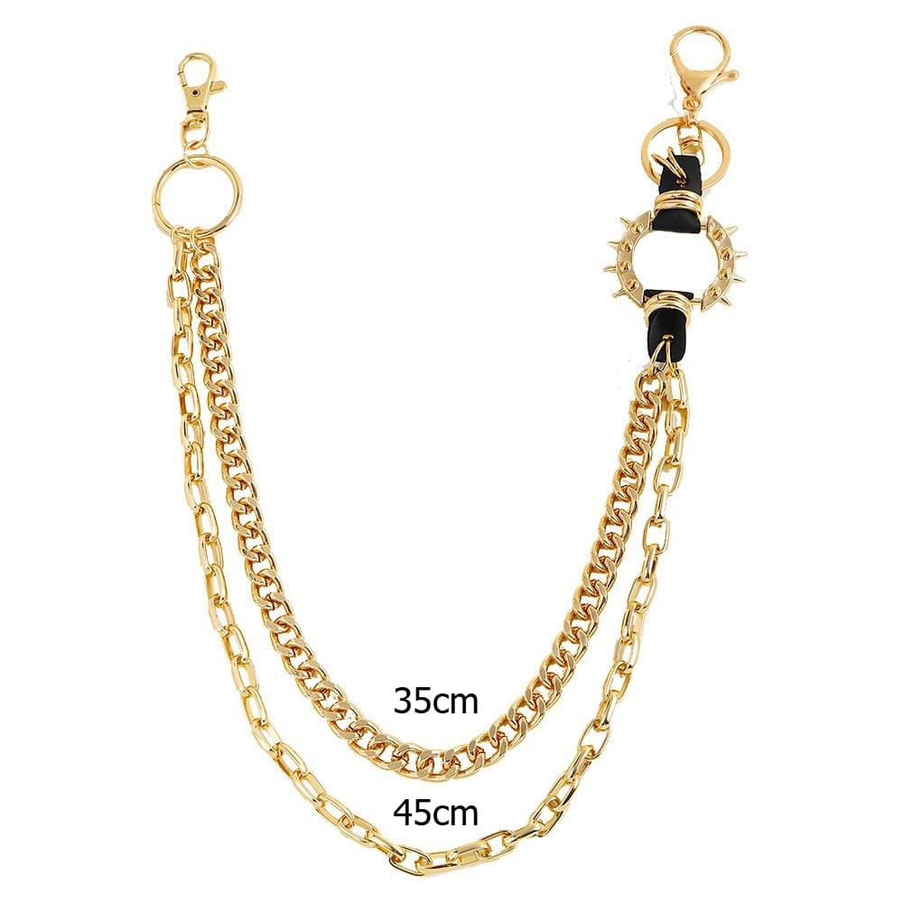 Kobine Unisex Punk Spike Layered Waist Chain