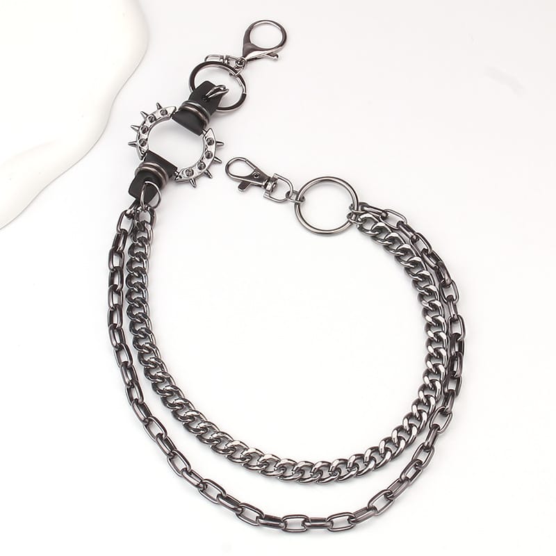 Kobine Unisex Punk Spike Layered Waist Chain
