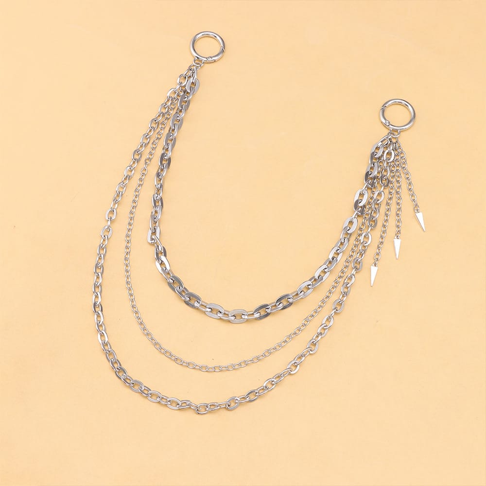 Kobine Unisex Punk Spike Pendant Three‑Layer Waist Chain