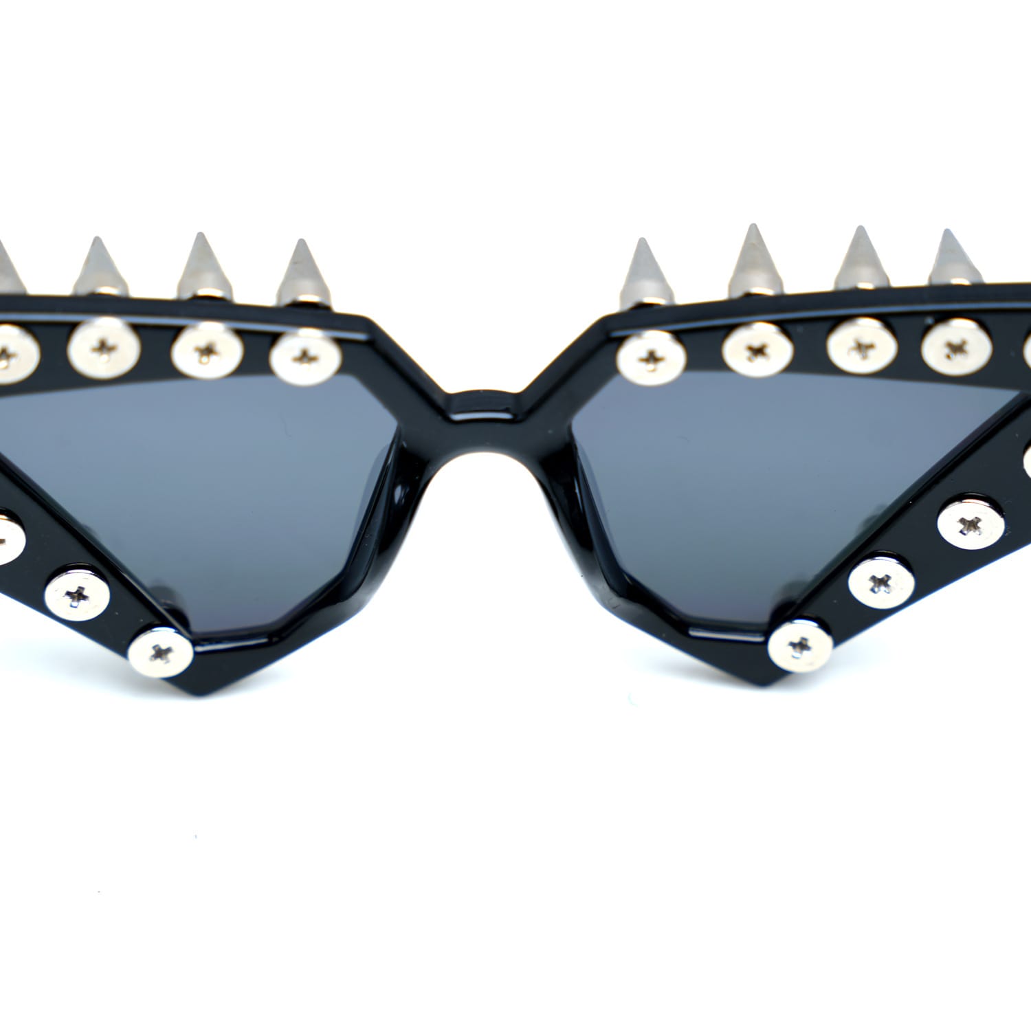 Kobine Unisex Punk Spiked Geometric Cat‑Eye Glasses Sunglasses