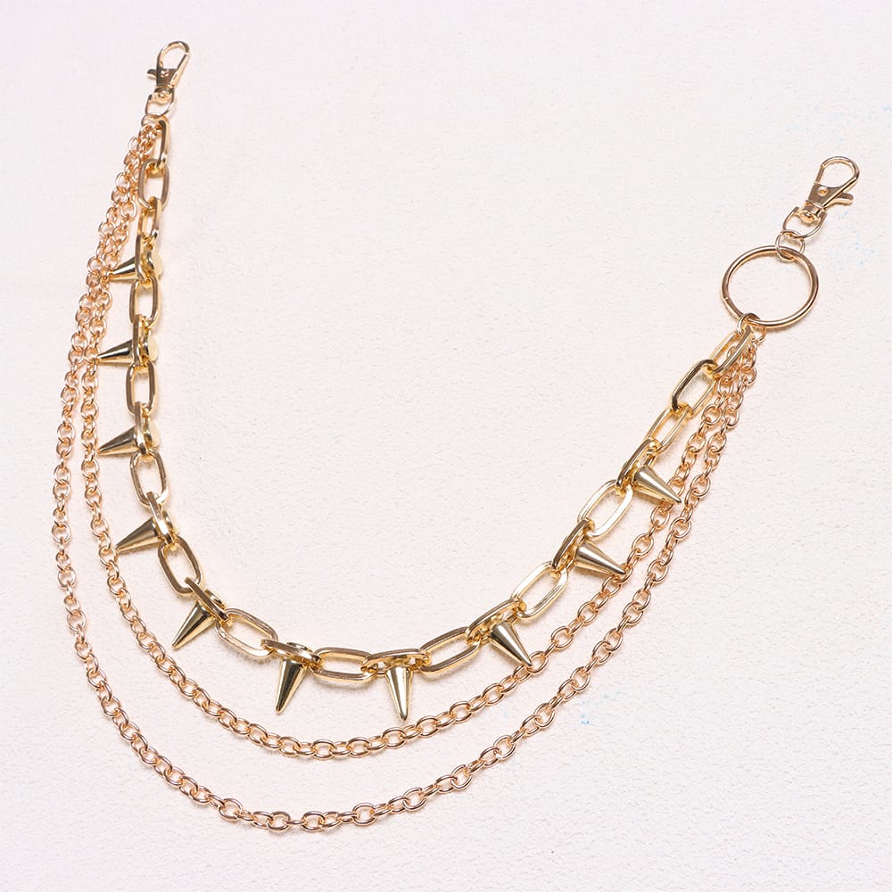 Kobine Unisex Punk Spiked Multilayer Waist Chain