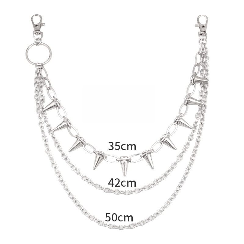 Kobine Unisex Punk Spiked Multilayer Waist Chain