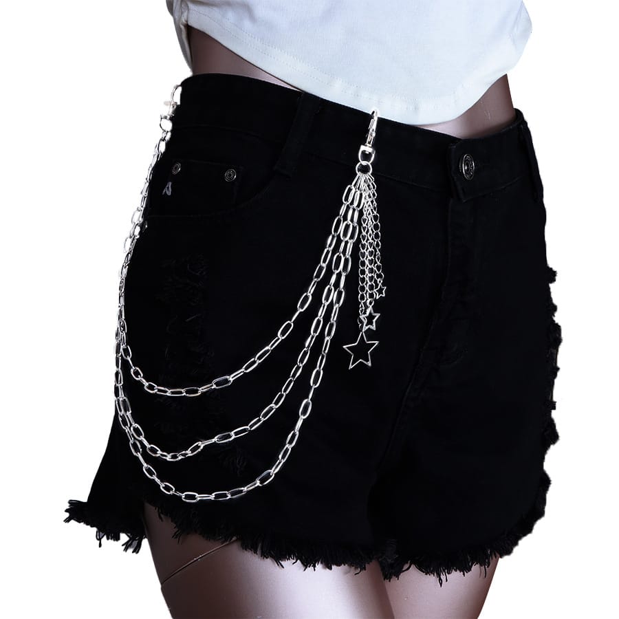 Kobine Unisex Punk Star Charms Layered Waist Chain