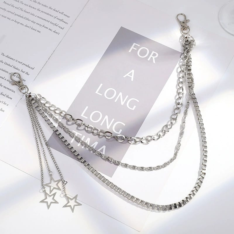 Kobine Unisex Punk Star Decor Multilayer Waist Chain