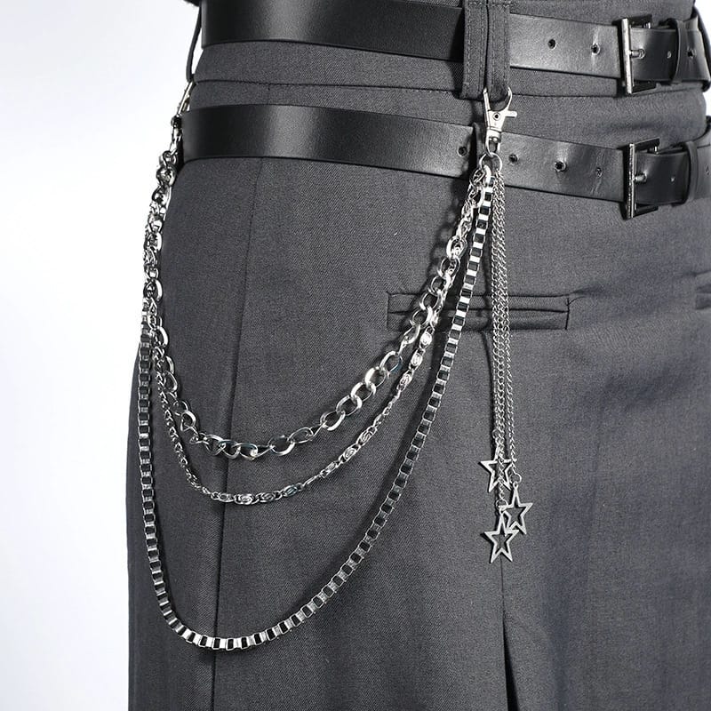 Kobine Unisex Punk Star Decor Multilayer Waist Chain