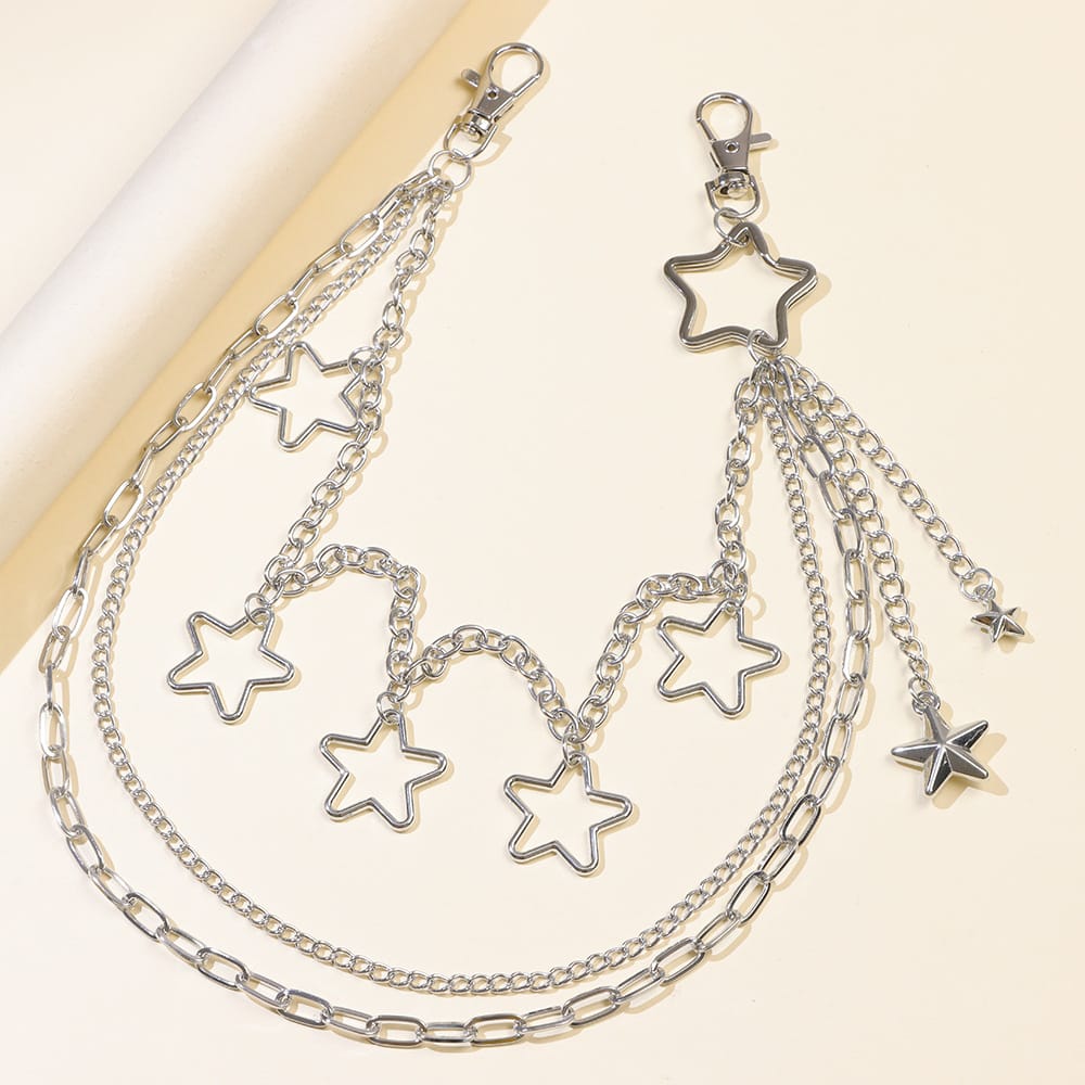 Kobine Unisex Punk Star Multilayer Waist Chain