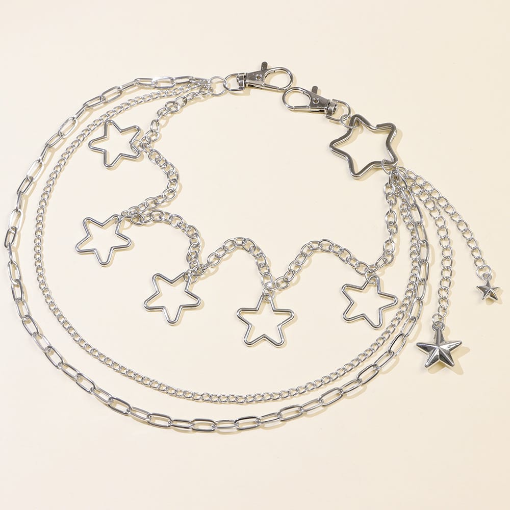Kobine Unisex Punk Star Multilayer Waist Chain