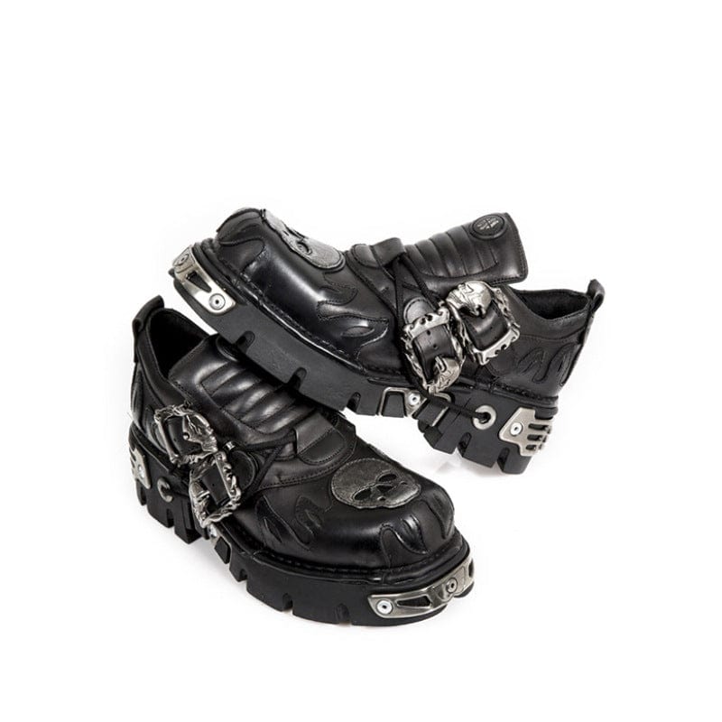 Kobine Unisex Punk Stitching Skull Buckle Shoes