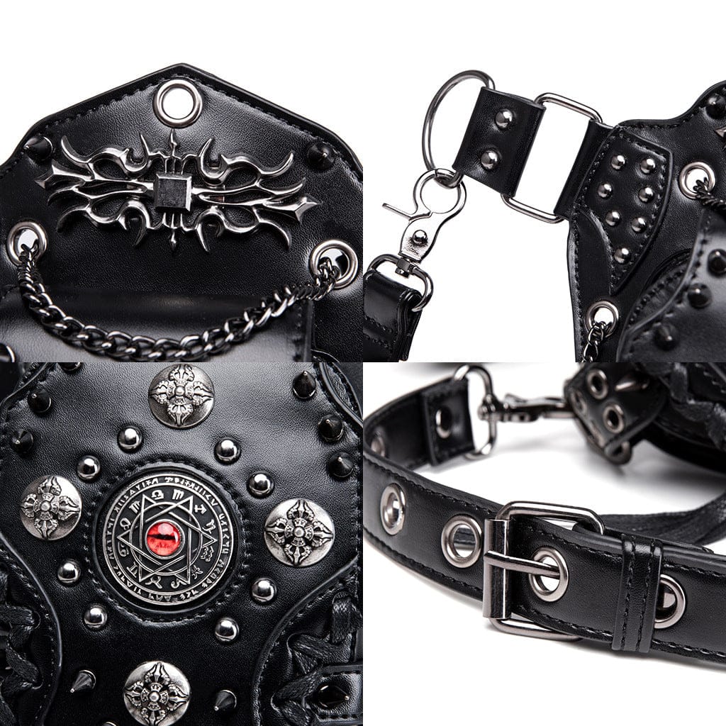 Kobine Unisex Punk Studded Devil Eye Chained Bag