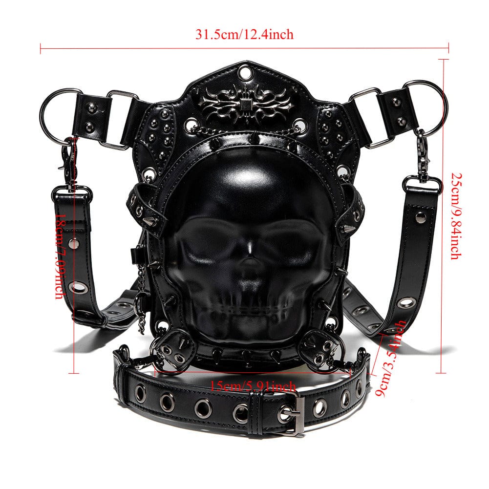 Kobine Unisex Punk Studded Skull Chained Bag