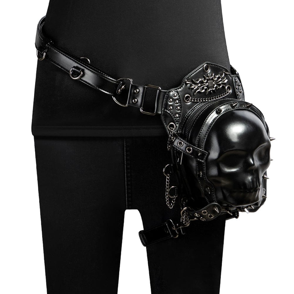 Kobine Unisex Punk Studded Skull Chained Bag