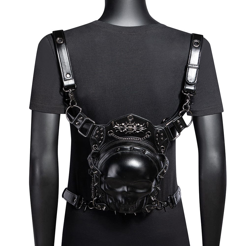 Kobine Unisex Punk Studded Skull Chained Bag