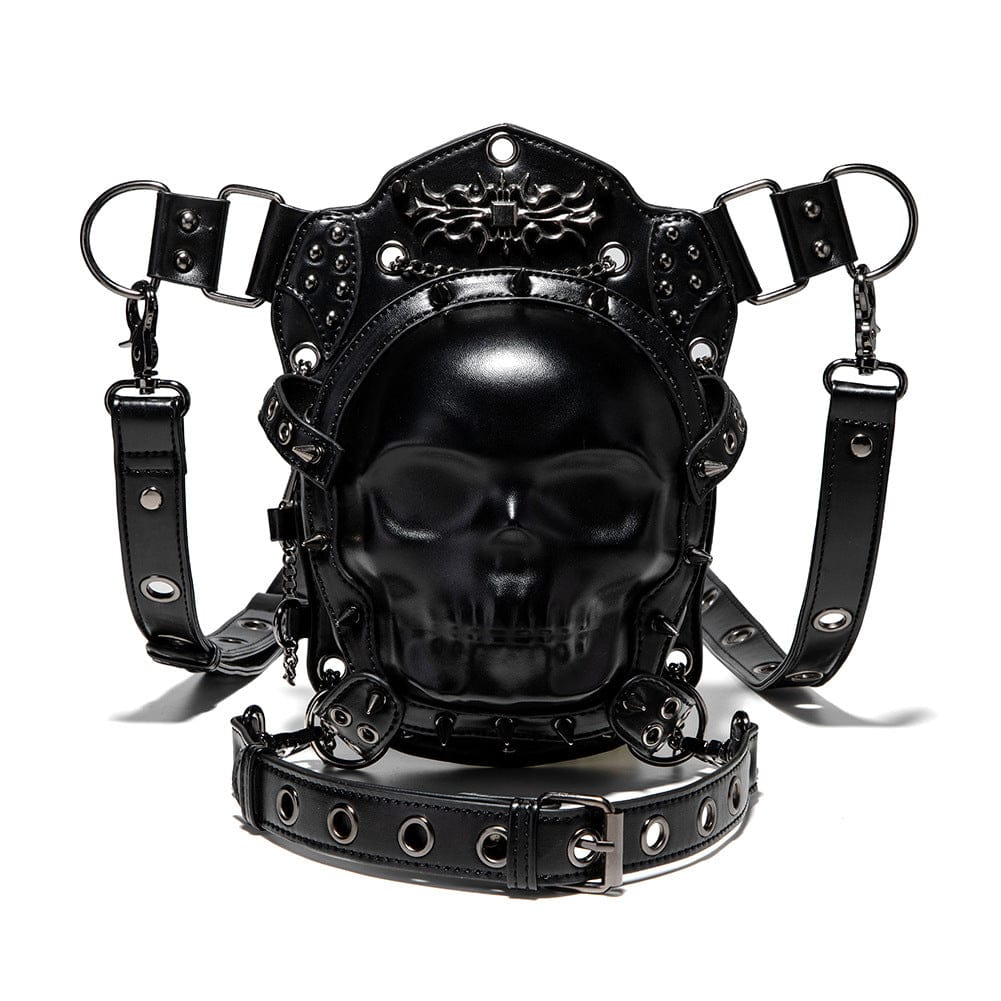 Kobine Unisex Punk Studded Skull Chained Bag
