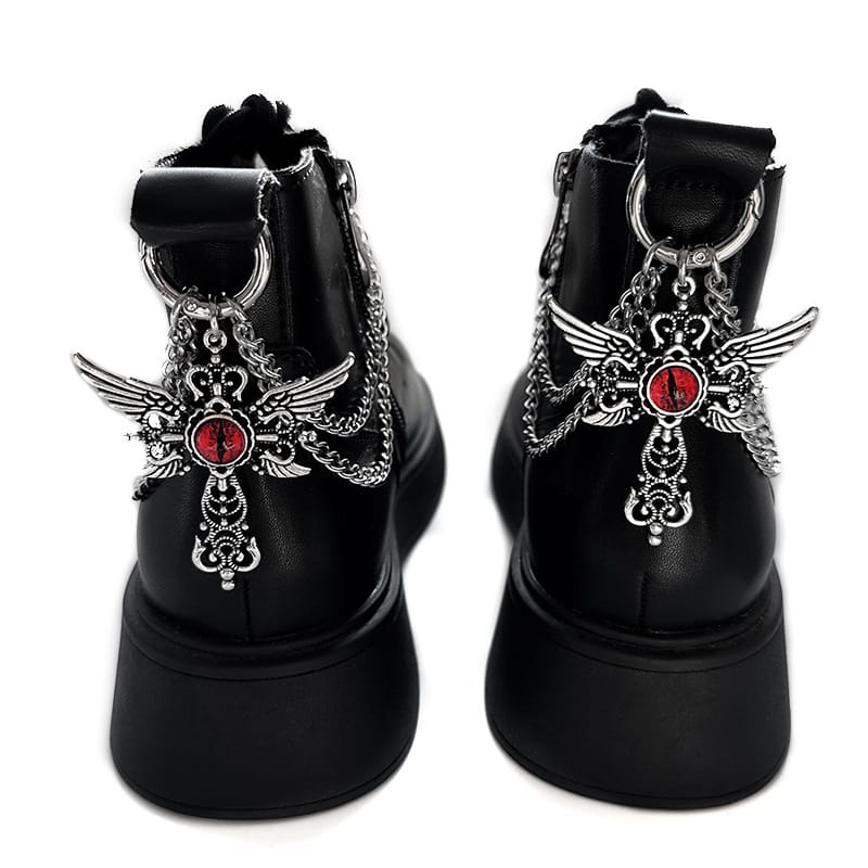 Kobine Unisex Punk Wing Evil Eye Cross Boot Chain Shoe Accessories