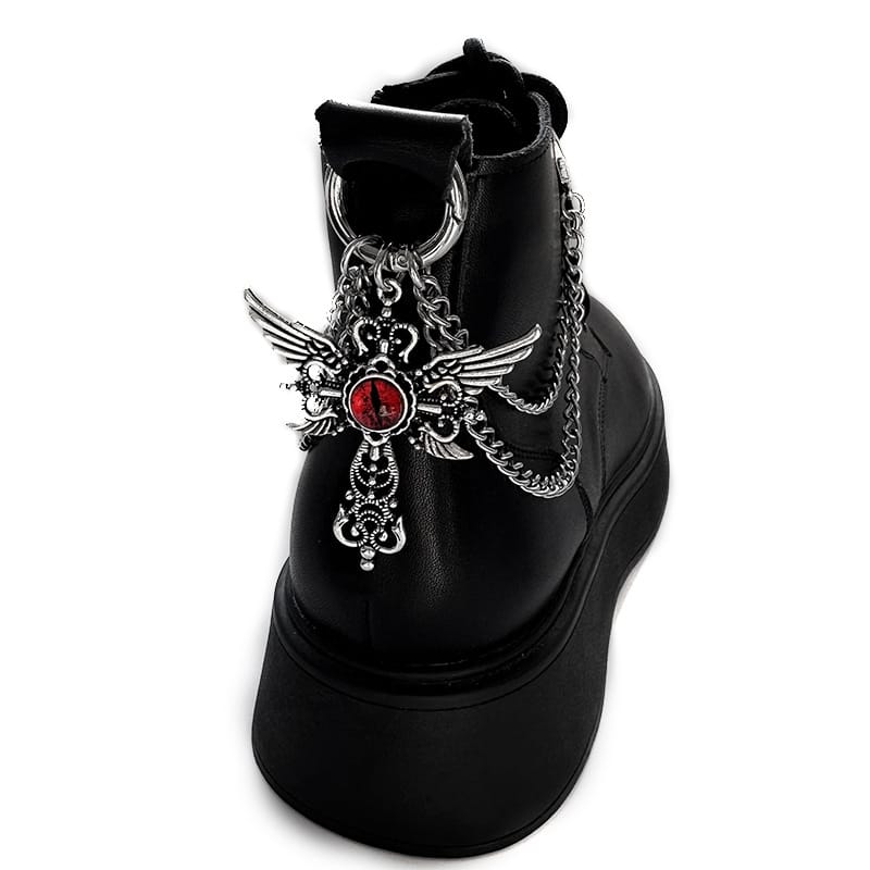 Kobine Unisex Punk Wing Evil Eye Cross Boot Chain Shoe Accessories