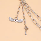 Kobine Unisex Punk Winged Heart Lock & Key Layered Waist Chain