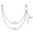Kobine Unisex Punk Winged Heart Lock & Key Layered Waist Chain