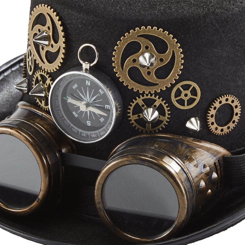 Kobine Unisex Steampunk Compass Goggles Velvet Hat