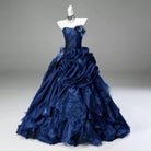 Kobine Women's Custom-made Gothic 3D Floral Layered Draped Strapless Ball Gown Graduation Dress