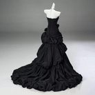 Kobine Women's Custom-made Gothic 3D Rose Chain Tiered Ruched Strapless Ball Gown Graduation Dress