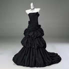 Kobine Women's Custom-made Gothic 3D Rose Chain Tiered Ruched Strapless Ball Gown Graduation Dress