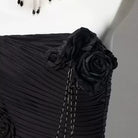 Kobine Women's Custom-made Gothic 3D Rose Chain Tiered Ruched Strapless Ball Gown Graduation Dress