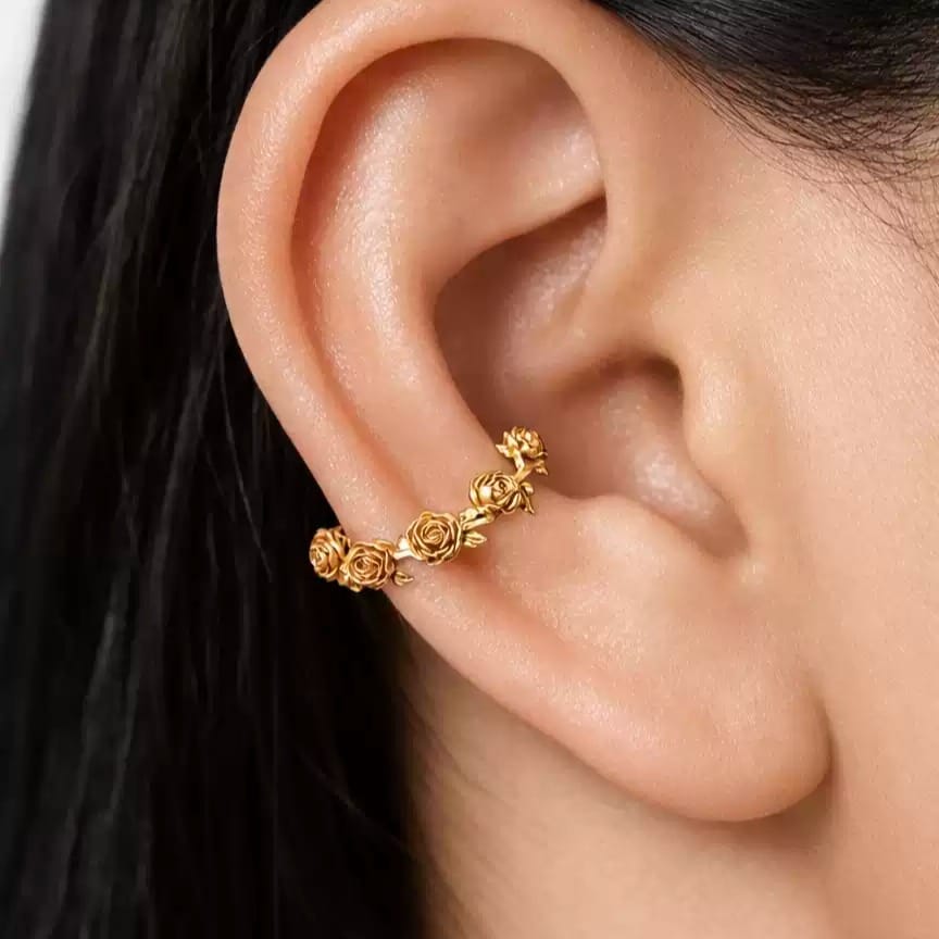 Kobine Women's Gothic 3D Rose Ear Cuffs