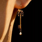 Kobine Women's Gothic Asymmetric Pearl Key Drop Hook Earrings