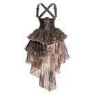 Kobine Women's Gothic Asymmetric Ruffle High/Low Hem Suspender Skirt