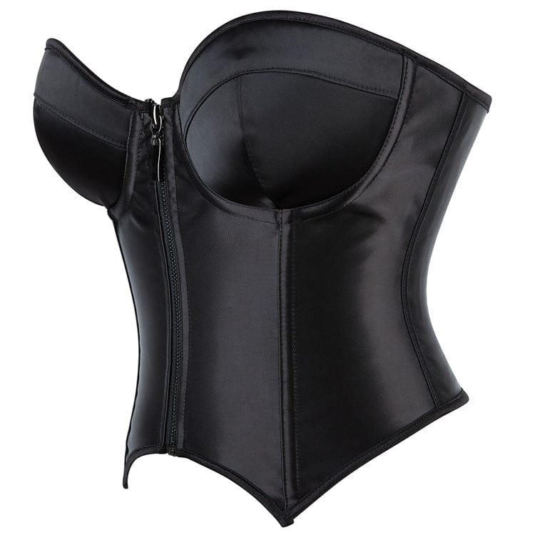 Kobine Women's Gothic Batwing Hem Zipper Overbust Corset