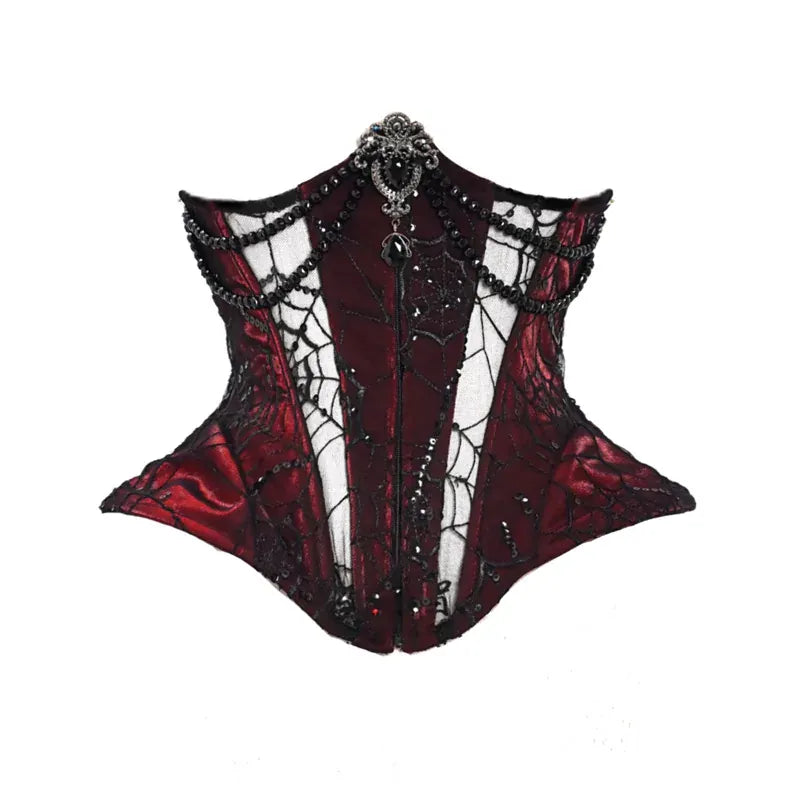 Kobine Women's Gothic Beaded Cobweb Underbust Corset