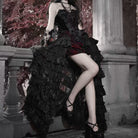 Women's Gothic Beaded Floral Two‑Tone Irregular Overbust Corset - Punk Design