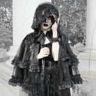 Kobine Women's Gothic Beaded Fringe Floral Lace Veil