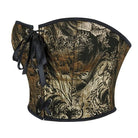 Kobine Women's Gothic Black-gold Floral Printed Overbust Corset