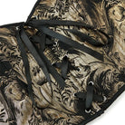 Kobine Women's Gothic Black-gold Floral Printed Overbust Corset