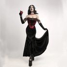 Kobine Women's Gothic Black Rose Embroidered Fishtail Maxi Skirt