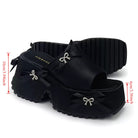Kobine Women's Gothic Bow Decor Platform Slide Sandals