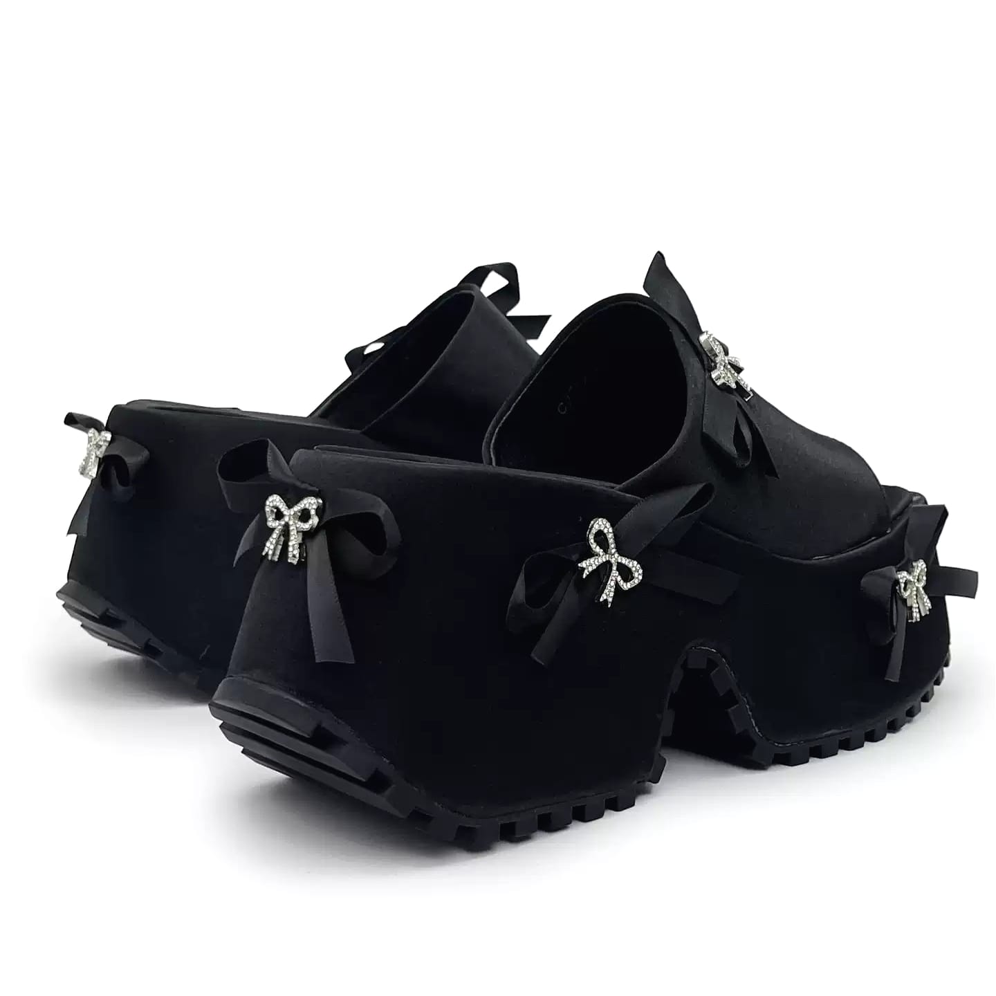 Kobine Women's Gothic Bow Decor Platform Slide Sandals