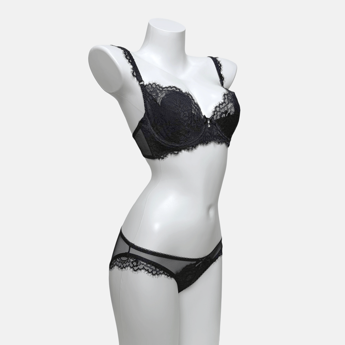 Kobine Women's Gothic Bowknot Sheer Lace Lingerie Set