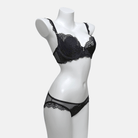 Kobine Women's Gothic Bowknot Sheer Lace Lingerie Set